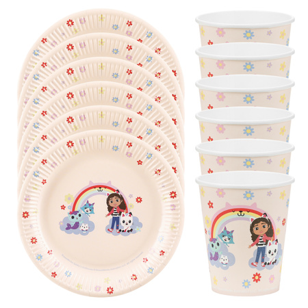 Kubeczki i talerzyki Koci Domek Gabi papierowe urodzinowe po 6 sztuk zes-GABI8