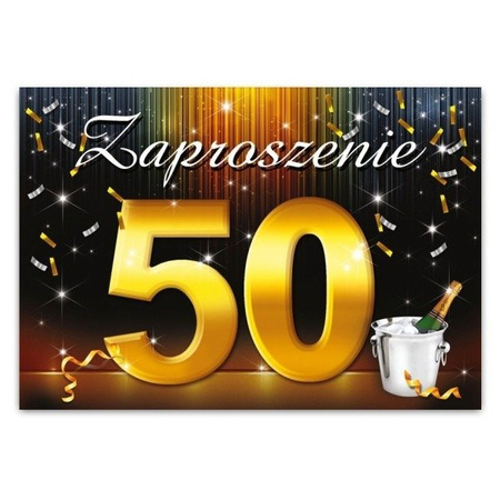 Zaproszenia na 50 urodziny z kopertami 10 sztuk ZX6801-10