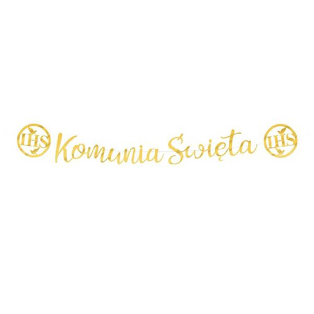 Baner komunijny Komunia Święta IHS złoty 150cm 1 sztuka 127483