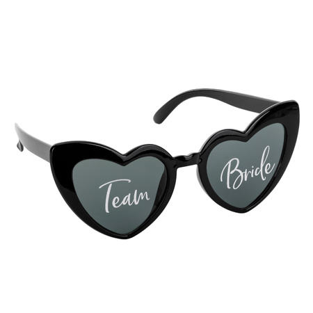 Okulary na Wieczór Panieński Team Bride serduszka czarne 1 sztuka OKR33