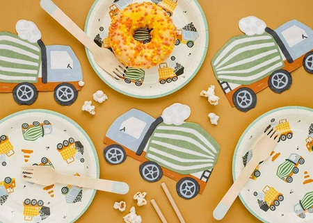 Talerzyki kubeczki serwetki papierowe budowa pojazdy budowlane zestaw urodzinowy dla 18 osób zes-AUTO25