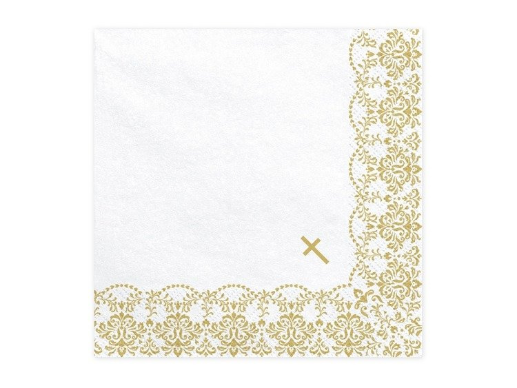 Serwetki komunijne złoty ornament 33x33cm 240 sztuk 12 paczek SP33-64-019-KARTON