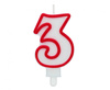 Świeczka na tort cyfra 3 czerwony kontur 8 cm 1 sztuka PF-SCC/3