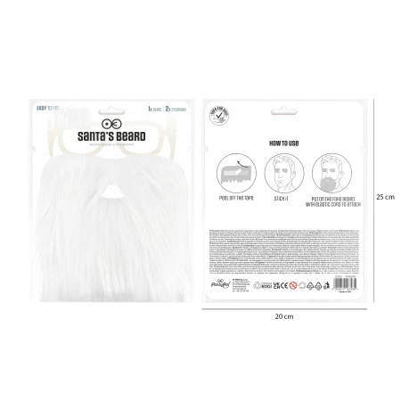 Sztuczna broda brwi Mikołaja samoprzylepne białe zestaw PartyPal 167434