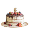 Świeczka na tort cyferka 6 złota urodziny 4,5cm Partydeco 1 sztuka SCU9-6