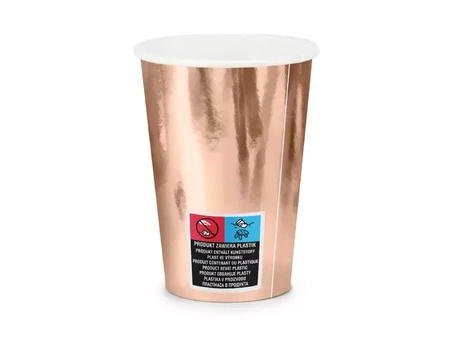 Kubeczki papierowe różowe złoto metalizowane 220ml 6 sztuk KPP35-019R