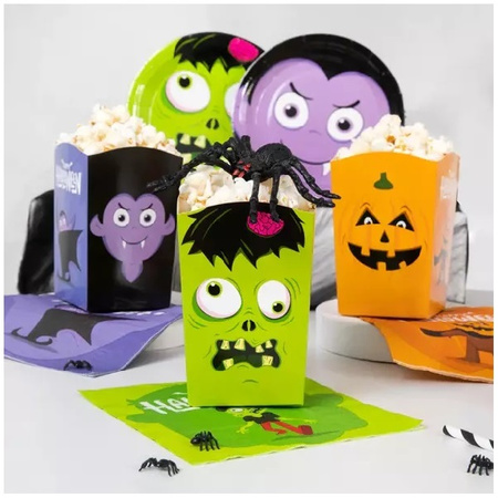 Pudełka na popcorn słodycze Potworki Monsters na Halloween 6 sztuk 129692