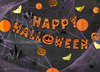 Baner girlanda napis Happy Halloween dynia pomarańczowy 185cm 1szt 512574