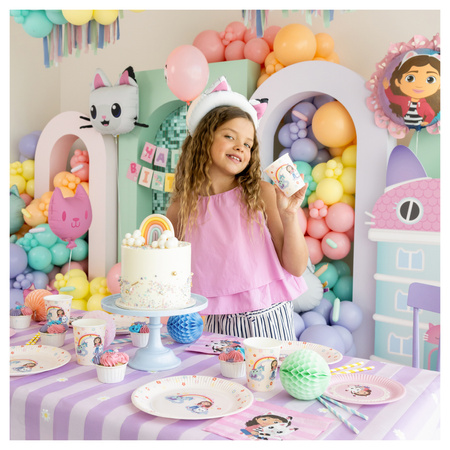 Kubeczki, talerzyki, serwetki Koci Domek Gabi urodziny papierowe dla 12 osób zes-GABI10