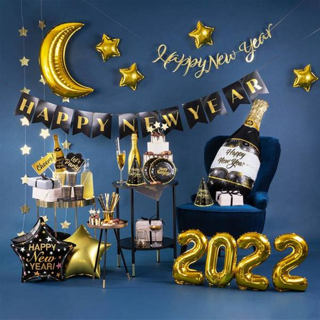 Balon foliowy Butelka szampana Happy New Year czarna 100x49cm 460520