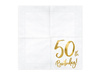 Serwetki na 50 urodziny białe złoty nadruk 33x33cm 20 sztuk SP33-77-50-008 