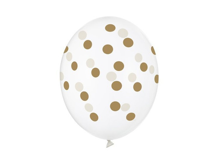 Balony 30cm w złote Kropki przezroczyste 50 szt SB14C-223-099G-50x