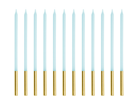 Świeczki na tort urodzinowe gładkie błękitne 14 cm 12 sztuk SCD-4-011J