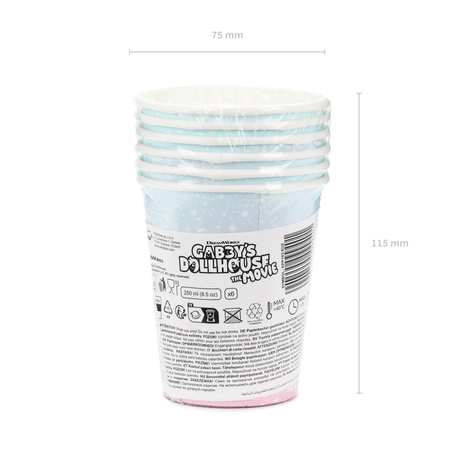 Kubeczki Koci Domek Gabi papierowe urodzinowe 250 ml 6 sztuk KPP103-EU1