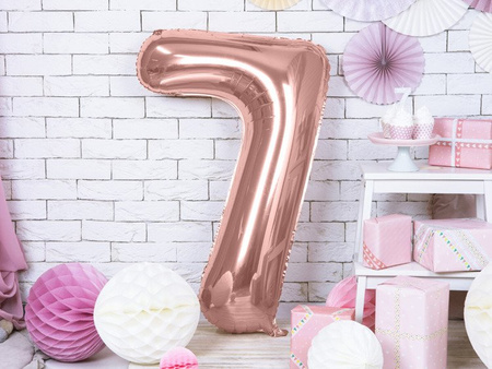 Balon foliowy cyferka 7 różowe złoto 86cm 1 sztuka FB1M-7-019R