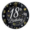 Talerzyki papierowe 18th Birthday czarne 18cm 6 sztuk PW-T187