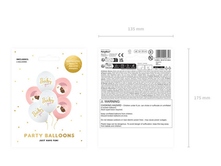 Balony Baby Girl miś księżyc 30cm 6 sztuk SB14P-337-000-6