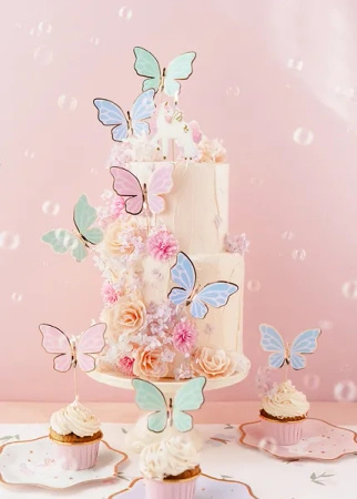 Topper na tort Motylki Motyle 9cm 9 sztuk KPT76