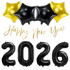 Dekoracje na Sylwestra 2026 balony baner złote czarne zes-SYL27