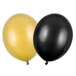 Balony złote czarne metaliczne lateksowe zestaw 27cm 11 cali 100 sztuk