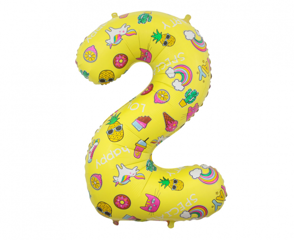 Balon foliowy cyfra 2 żółty 78cm 1szt BC-HOB2