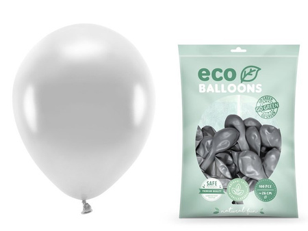 Balony Eco 26cm metalizowane srebrne 100 sztuk ECO26M-018-100x