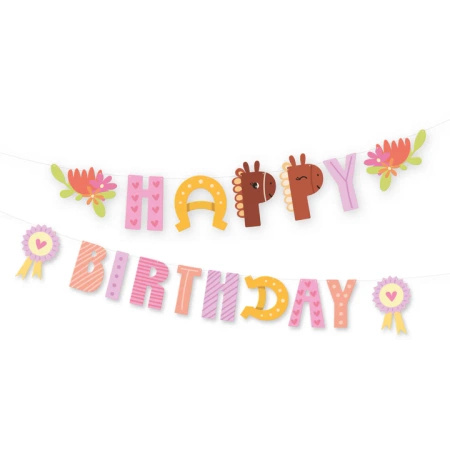 Dekoracje urodzinowe girlanda napis świderki Happy Birthday Koniki zes-konie10