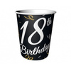 Kubeczki papierowe 18th Birthday czarne 250ml 6 sztuk KP-18BD
