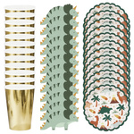 Kubeczki talerzyki serwetki Dinozaury papierowe zestaw 12 osób zes-DINO16