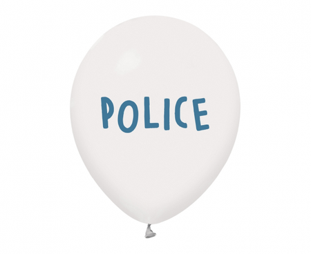 Balony urodzinowe białe policja police 30cm 5 sztuk GZ-POL5