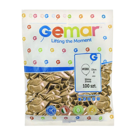 Balony złote 12cm chromowane Shiny Gemar 100 sztuk AB50/88