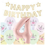 Dekoracje na 4 urodziny Jednorożce baner balony zestaw zes-JED17