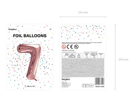 Balon foliowy cyferka 7 różowe złoto 86cm 1 sztuka FB1M-7-019R