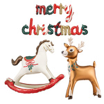 Balony foliowe Merry Christmas renifer koń na biegunach świąteczne zestaw 3 sztuki ZB89