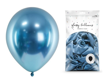 Balony niebieskie Glossy 30 cm lateksowe 50 sztuk CHB1-001-50x