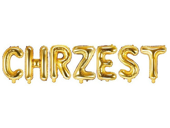  Balony foliowe napis CHRZEST złoty 35cm FB2M-CHRZEST-019