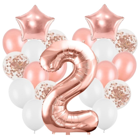 Zestaw balonów na 2 urodziny różowe złoto 21 sztuk A22