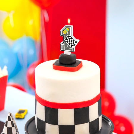 Świeczka na tort cyfra 1 Wyścigówki Race On 1 sztuka 169230