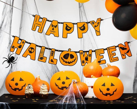 Baner girlanda napis Happy Halloween dynia pomarańczowy 185cm 1szt 512574