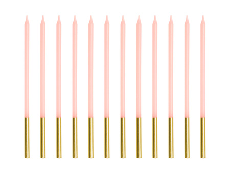 Świeczki na tort urodzinowe gładkie różowe 14 cm 12 sztuk SCD-4-081