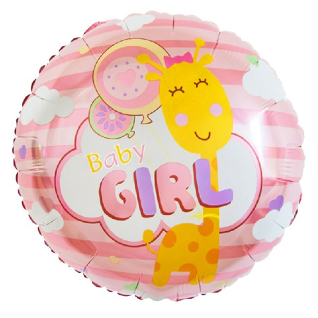 Balon foliowy na Roczek Baby Shower dziewczynki Baby Girl różowy 45cm 1szt FG-OBGR