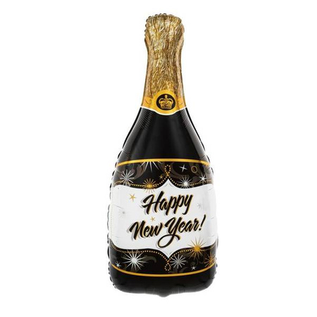 Balon foliowy Butelka szampana Happy New Year czarna 100x49cm 460520