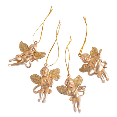 Zawieszki na choinkę Aniołki złoty 4 szt BN3559