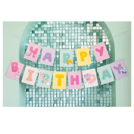 Baner urodzinowy napis Happy Birthday Koci Domek Gabi 180 cm 1 sztuka GRL129