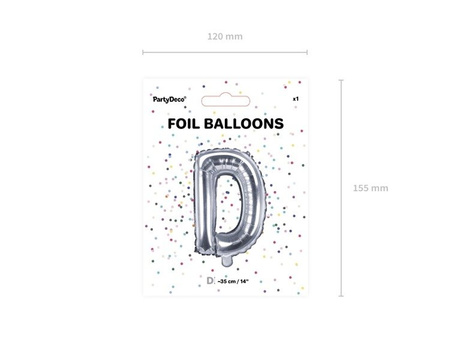 Balon foliowy D srebrny 35cm 1szt FB2M-D-018