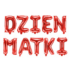 Balony DZIEN MATKI napis foliowe czerwone 35cm FB2M-DZIEN-MATKI-007