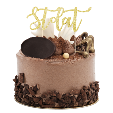 Topper na tort z napisem Sto Lat złoty brokatowy 13cm 1 sztuka 512277
