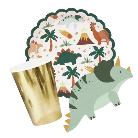 Kubeczki talerzyki serwetki Dinozaury Dino Party papierowe zes-DINO14