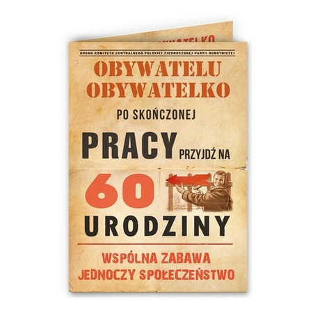 Zaproszenia na 60 urodziny PRL z kopertami 10 sztuk ZX6814-10