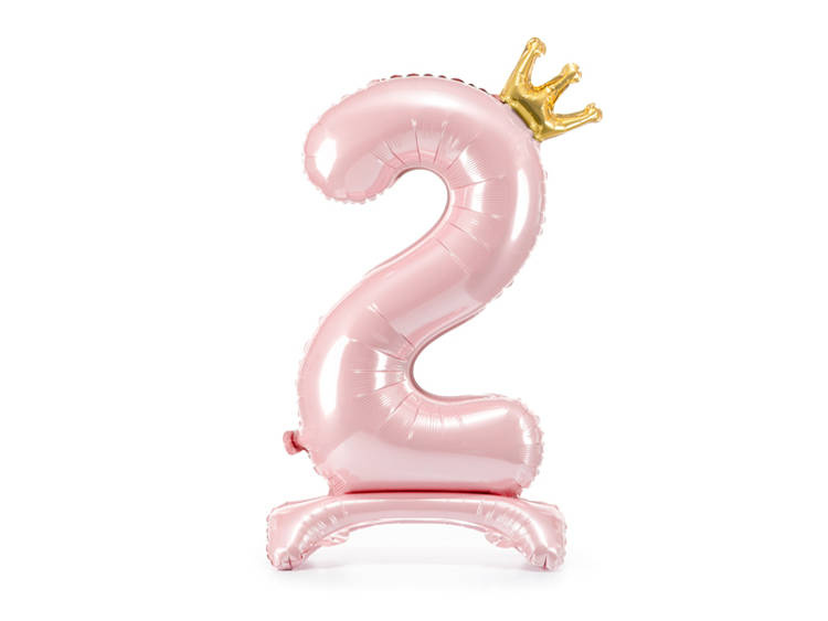 Balon foliowy cyfra 2 różowa z koroną 84 cm 1 sztuka FB126M-2-081J